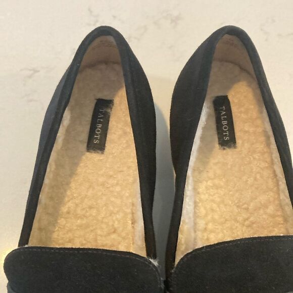 Talbots Black Suede Sherpa lined Loafers size 8.5 - Picture 2 of 8